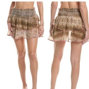 Ramy Brook Brown Tiered Skirt with Pink Trim